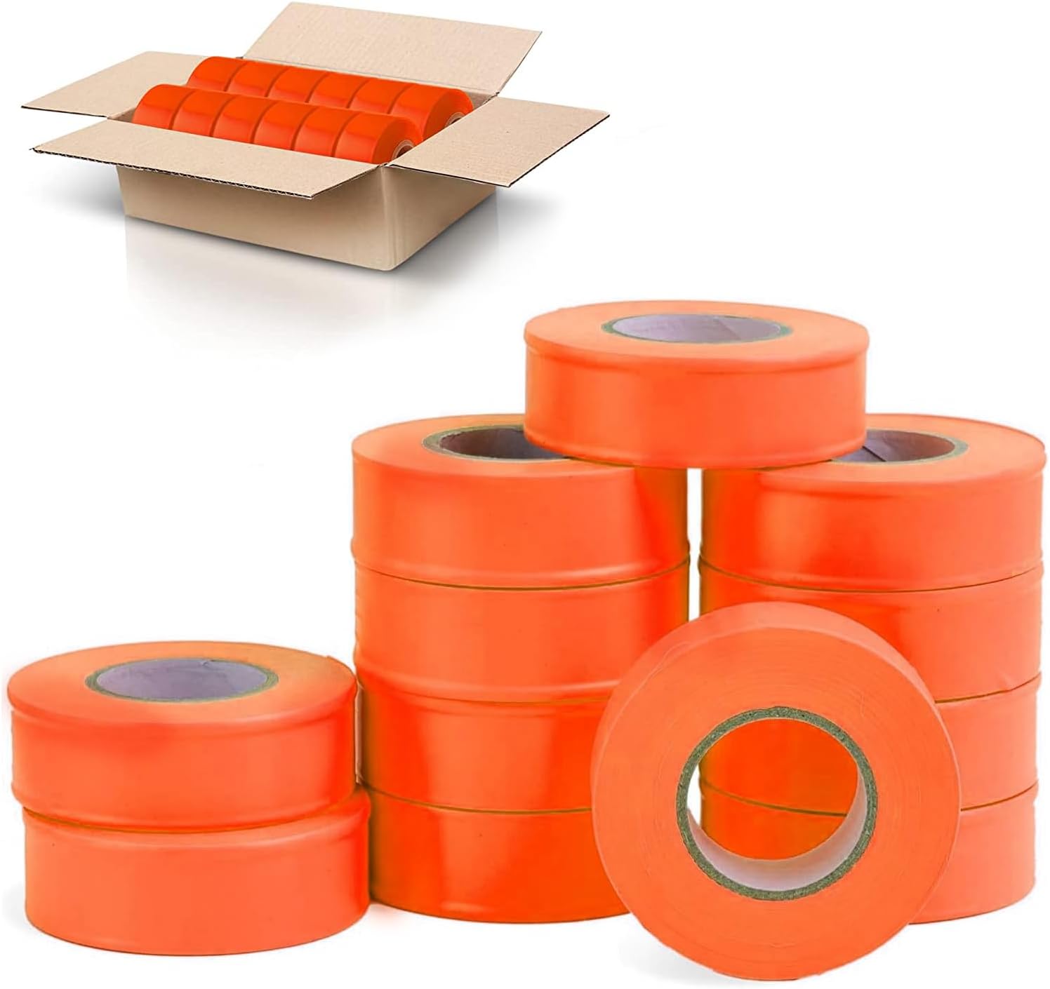 AdirPro 12 Pack Fluorescent Flagging Tape for Marking Needs