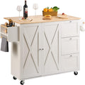 Kitchen Island Cart with Solid Wood Top - Mobile Storage Island