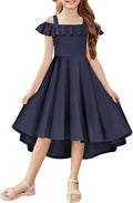 Girls Summer Off Shoulder Midi Dress - Sweet A-Line with Pockets