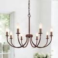 8-Light Farmhouse Chandelier for Dining Room - Rustic Bronze Candle