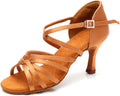 RoseMoli Women's Satin Latin Dance Shoes - Crisscross Ankle Strap