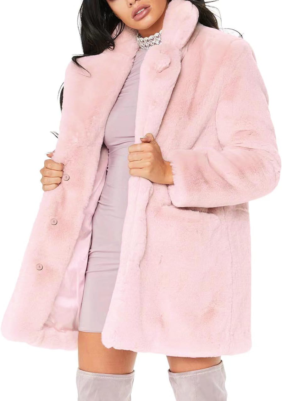 TOPONSKY Womens Winter Warm Faux Fur Lapel Coat for Style