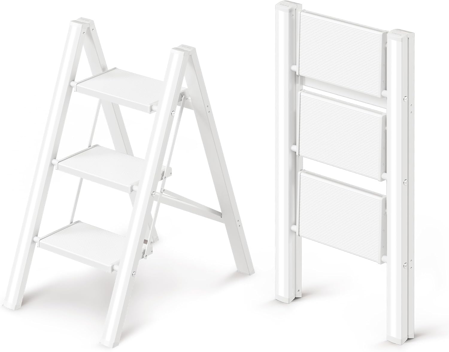 GameGem 3 Step Ladder - Sturdy Folding Step Stool for Home Use