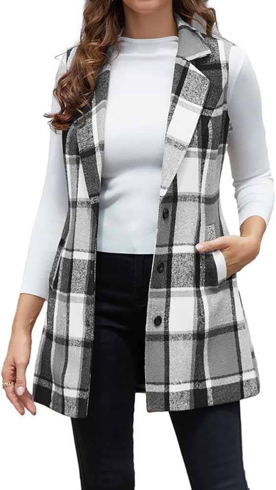Plaid Vest for Women by IDEALSANXUN - Stylish Fall Layering