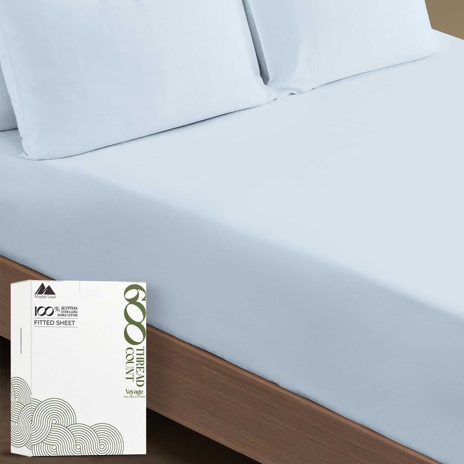 Luxurious 100% Cotton King Size Fitted Sheet - Light Blue