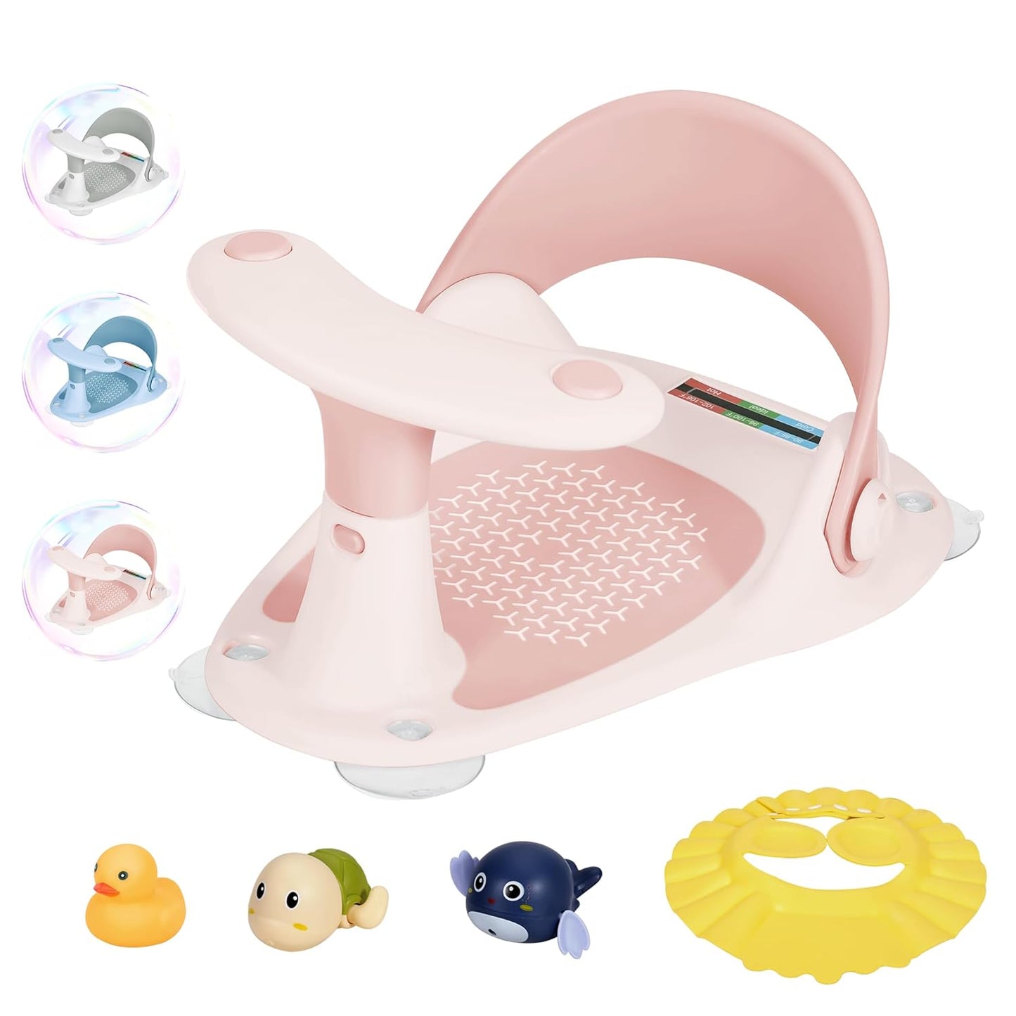 Pink Baby Bath Seat with Thermometer & Toys