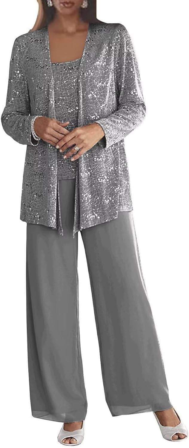 Chiffon Mother of The Bride Pant Suits for Elegant Weddings