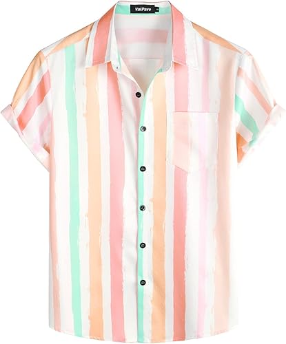 VATPAVE Mens Striped Summer Shirts for Casual Beach Style