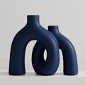 Hug Donut Decorative Vase Set Navy Blue - Modern Coastal Ceramic Vases