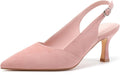 Light Pink Suede Kitten Heels for Women Slingback Pointed Pumps