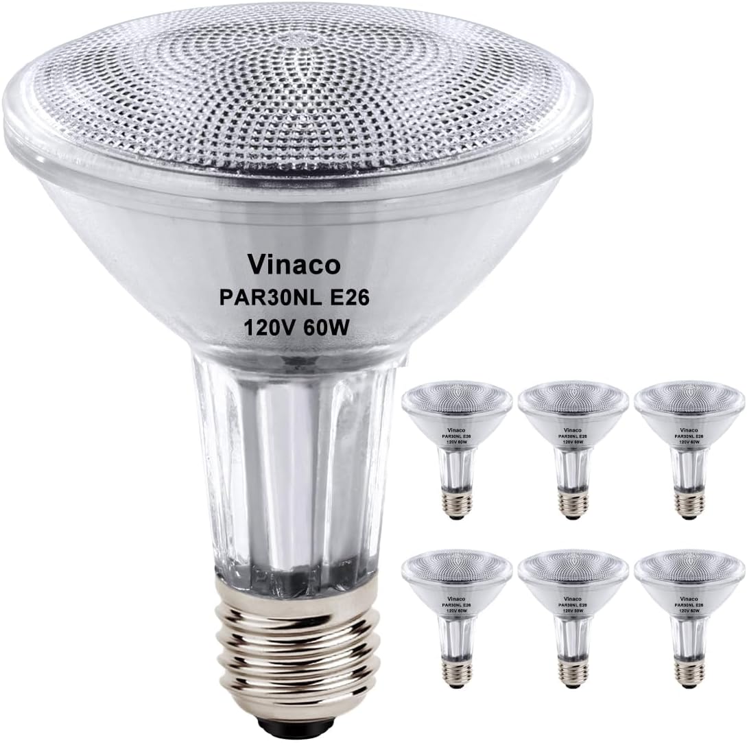 Vinaco PAR30 Long Neck Halogen 60W Bulbs for Bright Lighting