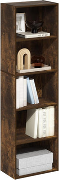 Furinno LUDER 5-Cube Bookshelf - Slim 5-Tier Storage for Small Spaces