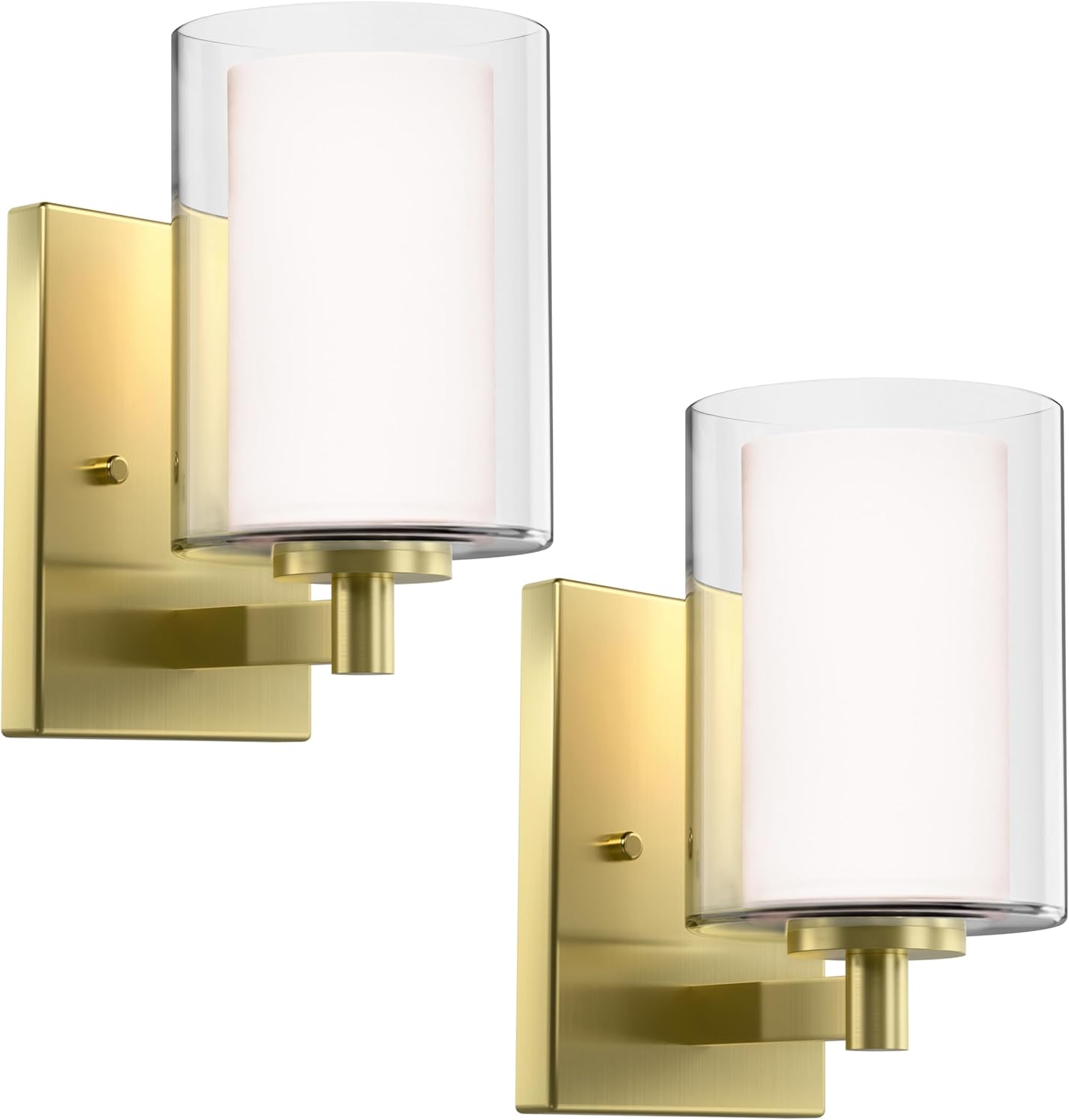 Stylish Double Glass Bathroom Wall Sconces Set of Two Lights