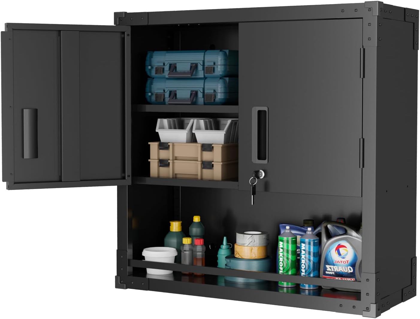 VINGLI Garage Wall Cabinet with Locking Doors for Secure Storage