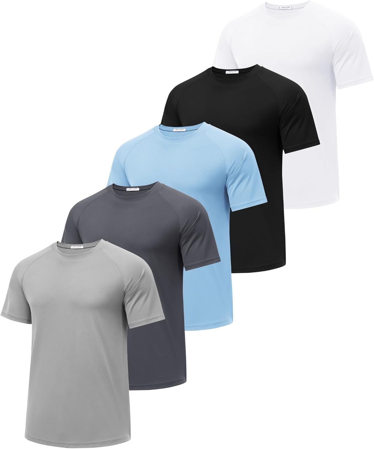 PINSPARK 5 Pack Workout Shirts for Men - Moisture Wicking Tees