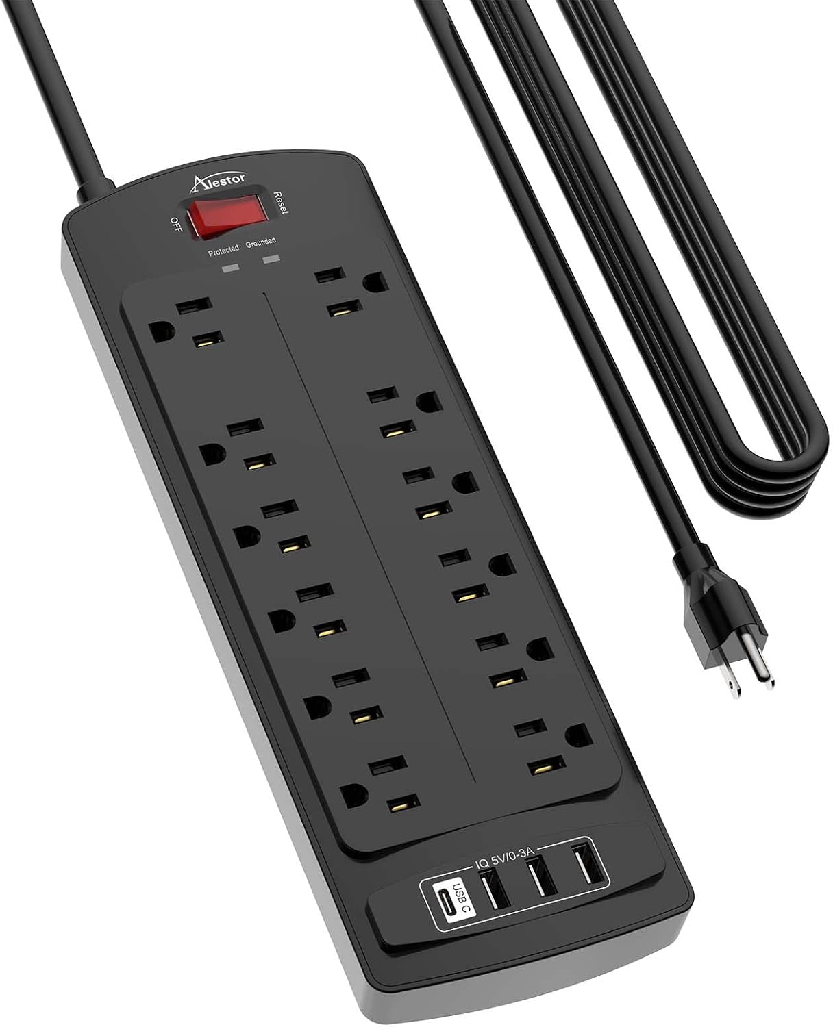 Power Strip Surge Protector with 12 Outlets and USB Ports