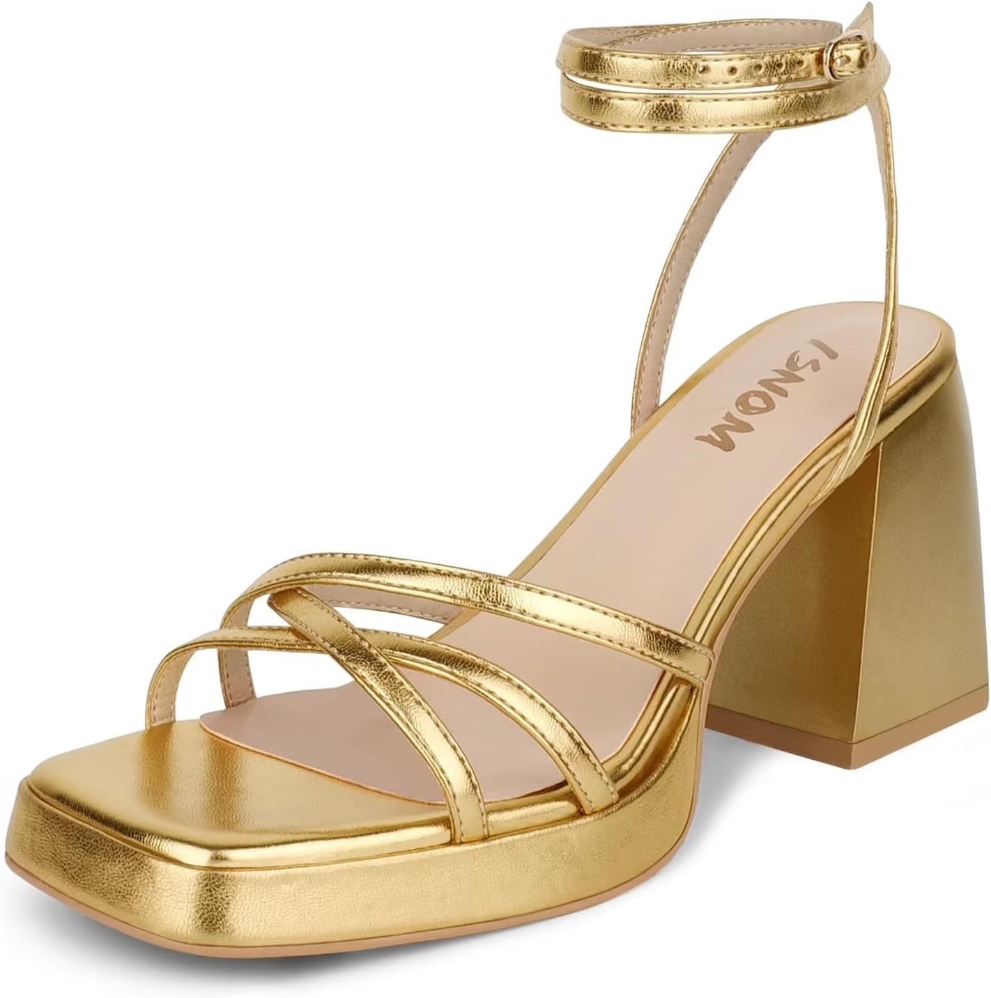 ISNOM Platform Heels for Women: Comfortable Strappy Sandals