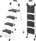 4 Step Ladder with Safety Lock and Anti-Slip Wide Pedals