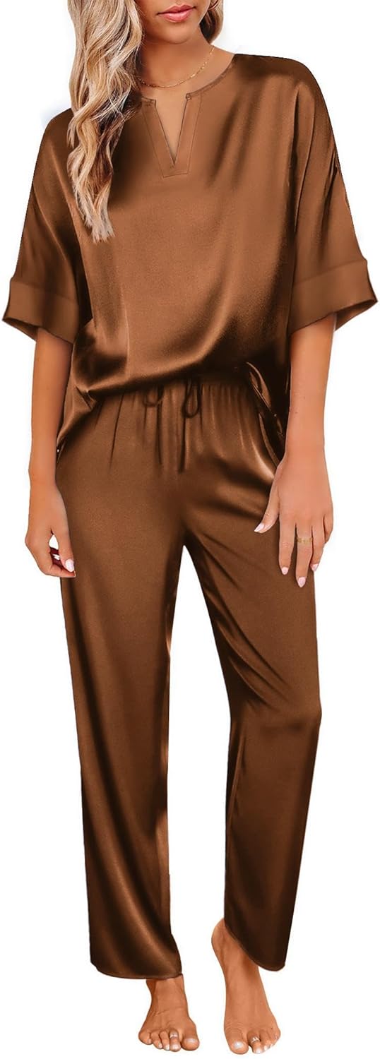 Ekouaer Satin Pajama Set for Women - Luxurious Silk Loungewear