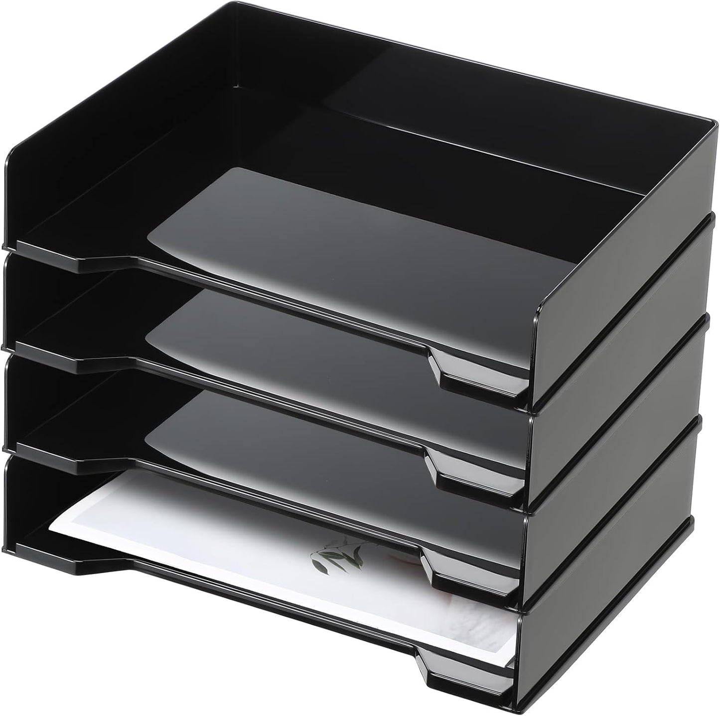 4 Pcs Stackable Letter Tray Organizer for Efficient Desk Storage