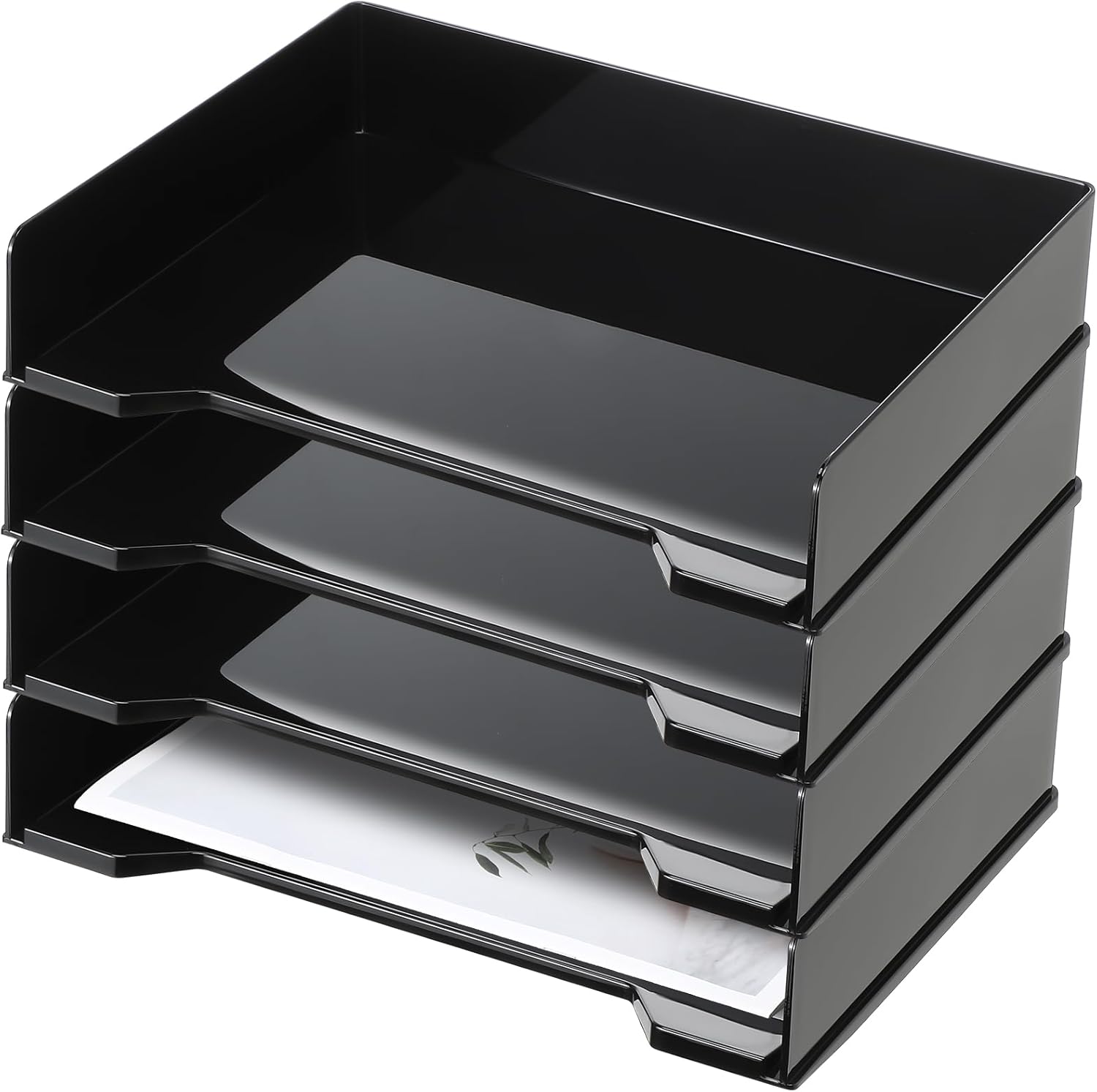 4 Pcs Stackable Letter Tray Organizer for Efficient Desk Storage