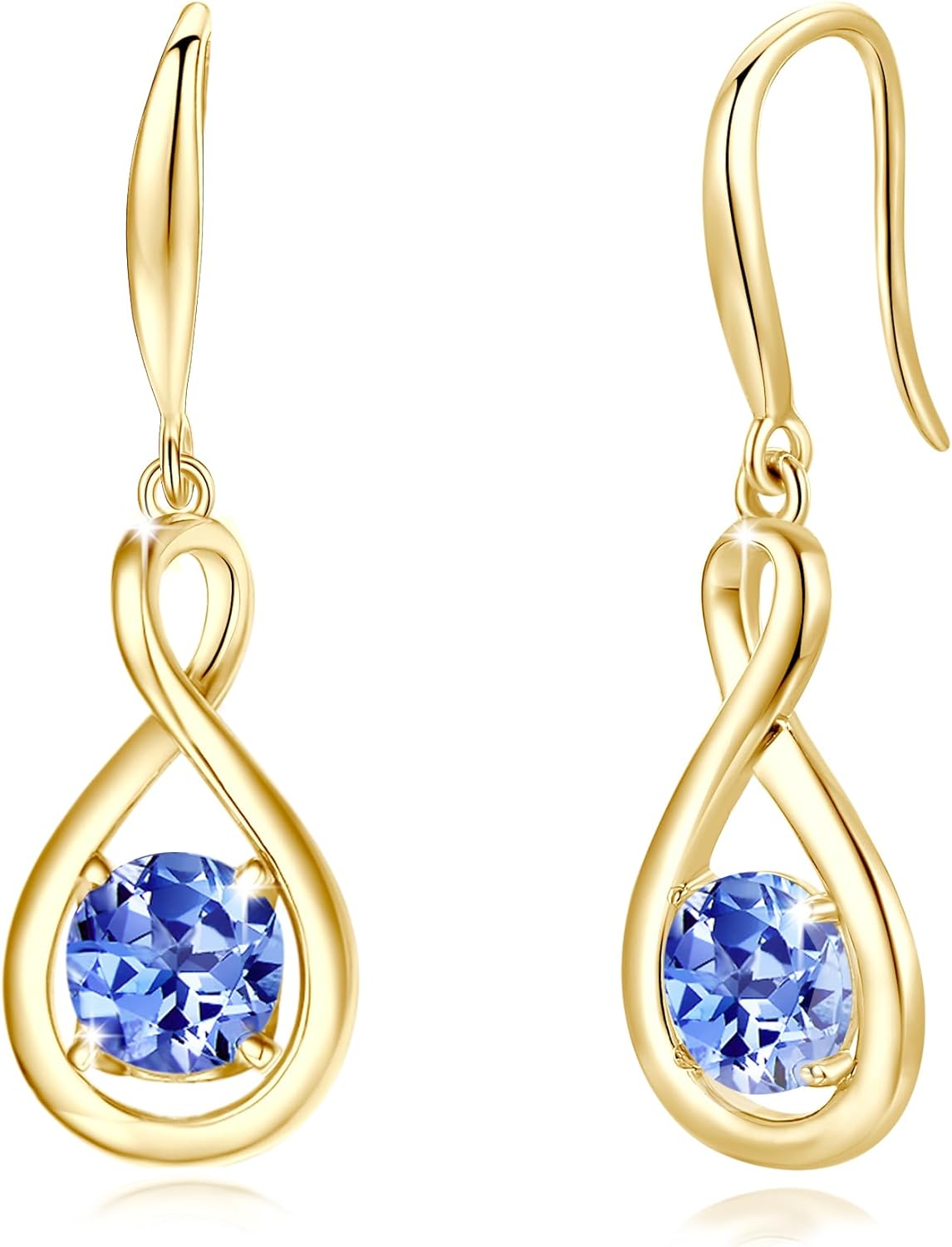 Dangle Drop Earrings in 925 Sterling Silver with Birthstone Design