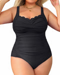 Plus Size One Piece Swimsuit - Tummy Control Full Coverage pool