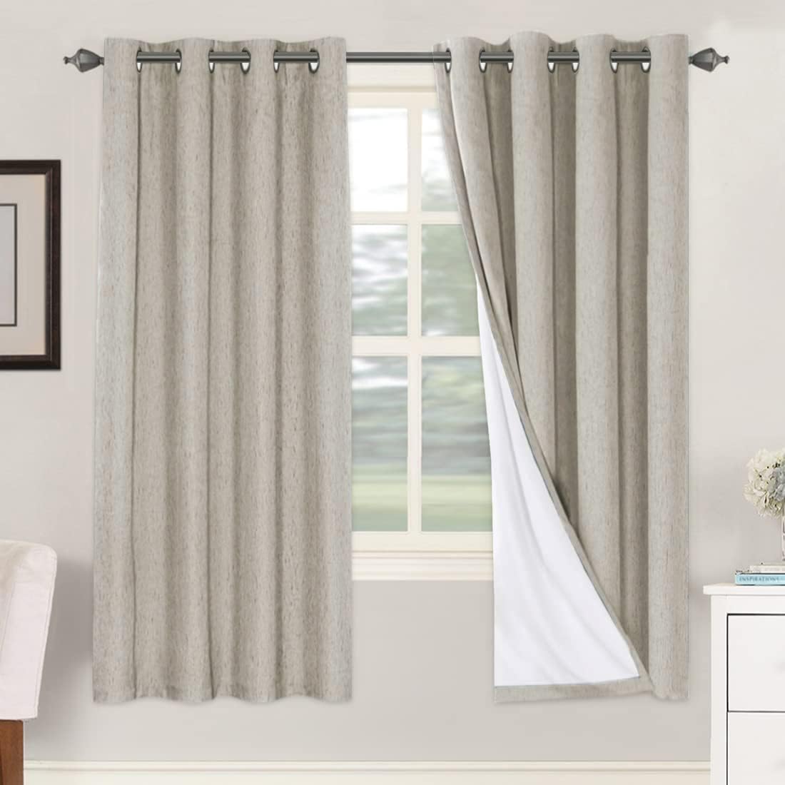 Linen Blackout Curtains 72 Inches Long for Total Privacy