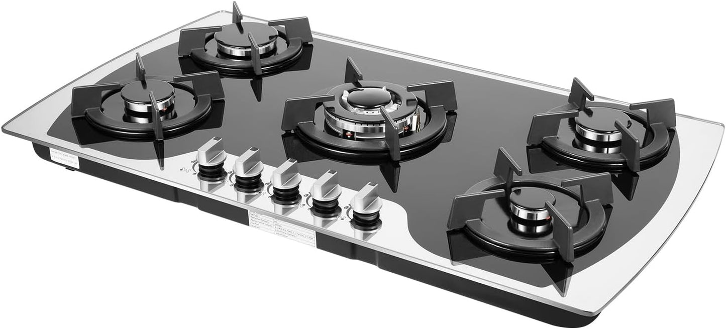 5 Burners Gas Stove 36 Inch Built-in Cooktop for Home Cooking