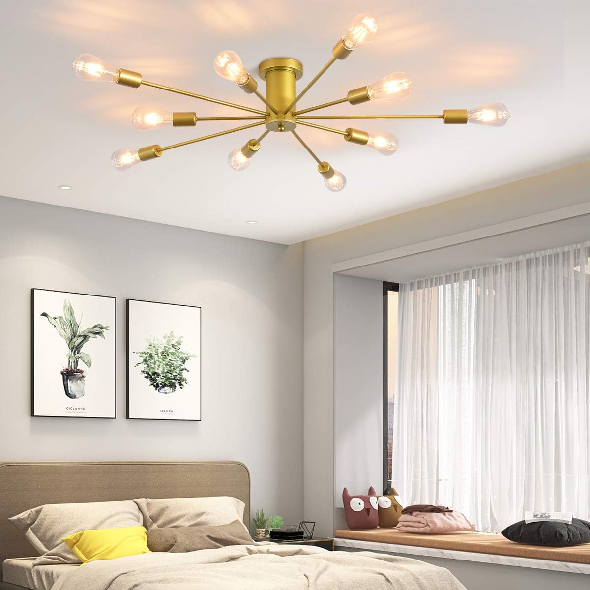 Garwarm 10 Lights Modern Sputnik Chandelier for Stylish Homes