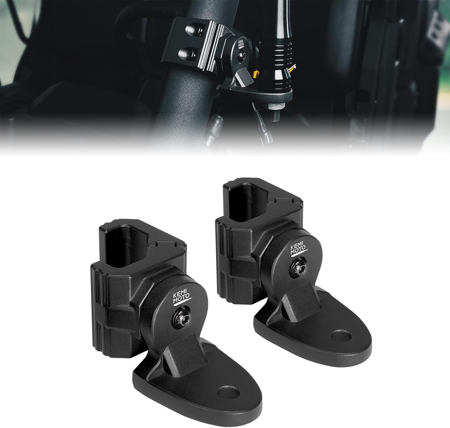KEMIMOTO UTV Whip Light Mounts for Polaris Ranger & Can-Am