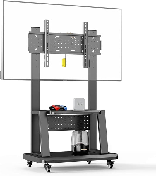 Mobile TV Stand Rolling Cart for 32-75 Inch Screens with Wheels