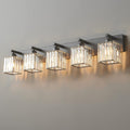 Modern Black Crystal Bathroom Vanity Light - 5-Lights Wall Fixture