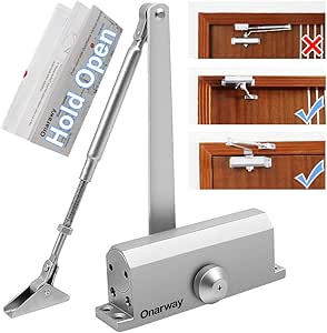 Onarway Automatic Door Closer with Hold Open Feature for 45-60kg