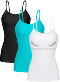 ATTRACO Women 3 Pack Cotton Camisoles with Shelf Bra - Everyday in