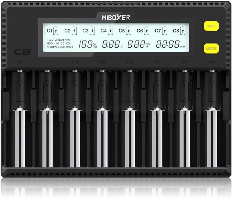 MiBOXER 8-Bay Smart Charger - Fast Charge Multiple Batteries
