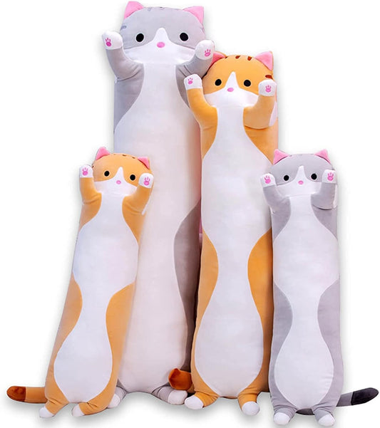 Cute Cat Plush Long Body Pillow for Cuddling and Gifts