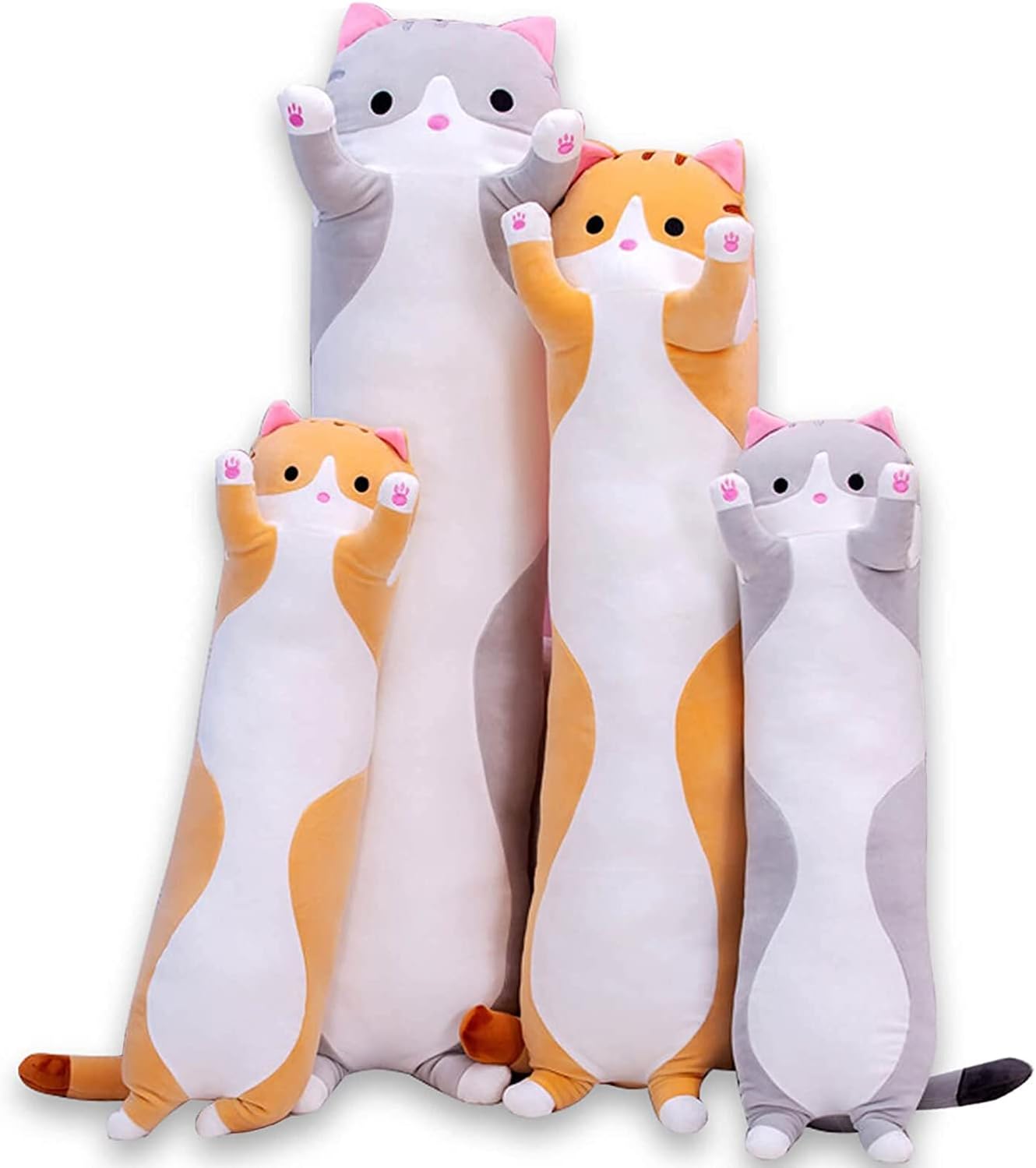 Cute Cat Plush Long Body Pillow for Cuddling and Comfort