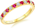Birthstone Rings for Women Ruby Half Eternity 925 Sterling Silver Band