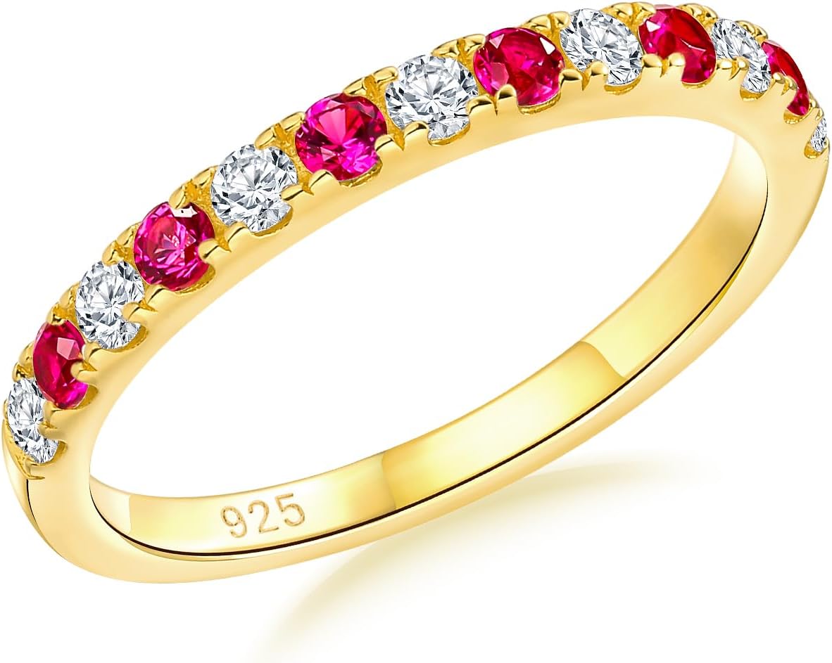 Birthstone Rings Eternity Band in 925 Sterling Silver for Women