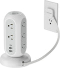 Surge Protector Power Strip Tower with Retractable Cord - Space Saving
