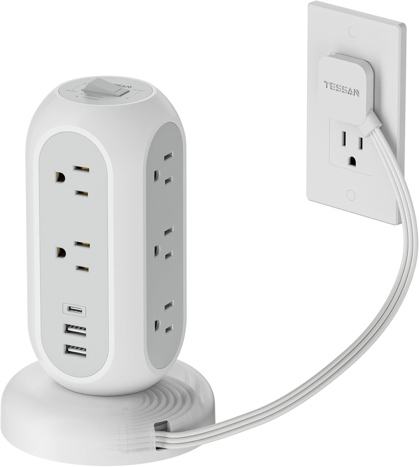 Surge Protector Power Strip Tower with 11 Outlets and USB Ports