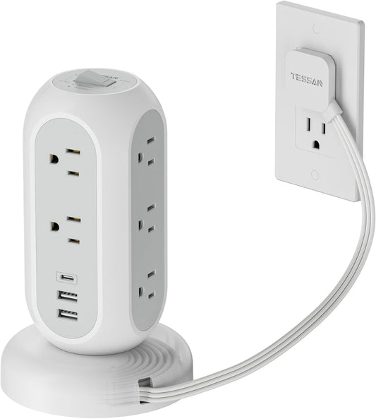 Surge Protector Power Strip Tower with 11 Outlets and USB Ports