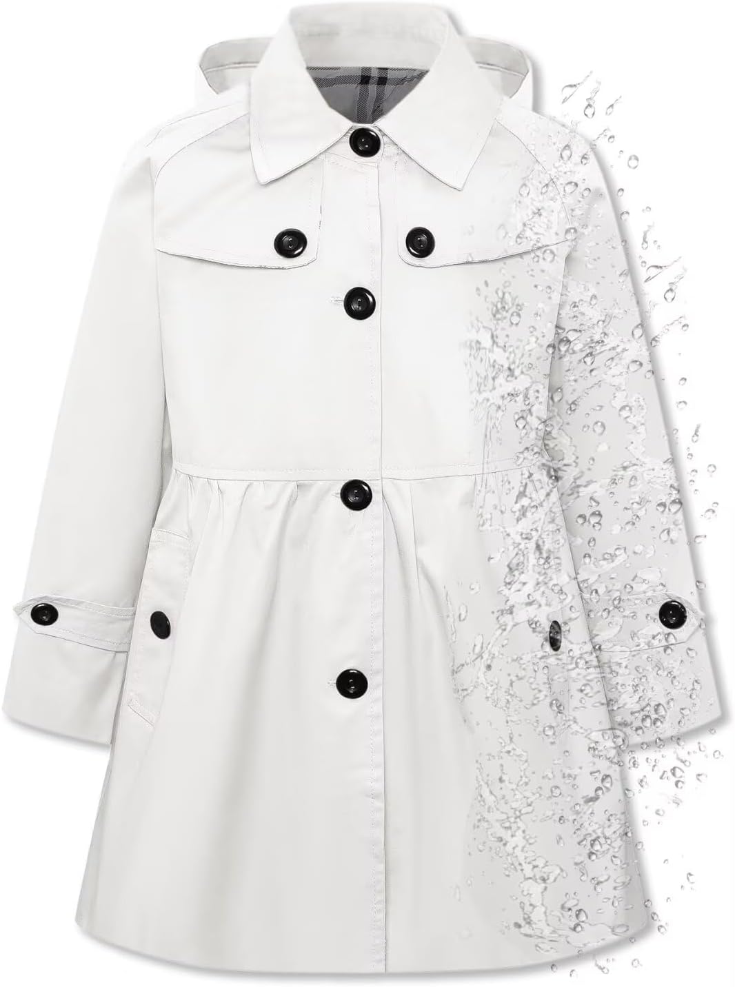 Lightweight Waterproof Hooded Trench Coat for Girls 2-14 Years