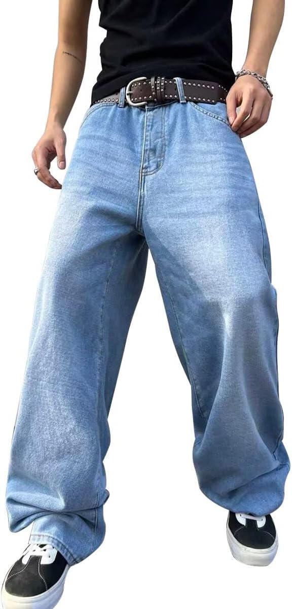 HUNGSON Mens Baggy Jeans for Men Women Y2k Skater Vintage Style