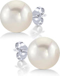 Round White Freshwater Pearl Stud Earrings - 14k Gold Classic
