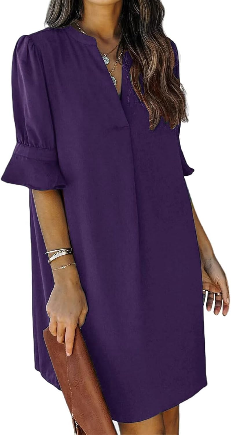 Stylish QACOHU Summer Dresses for Women with Ruffle Sleeves