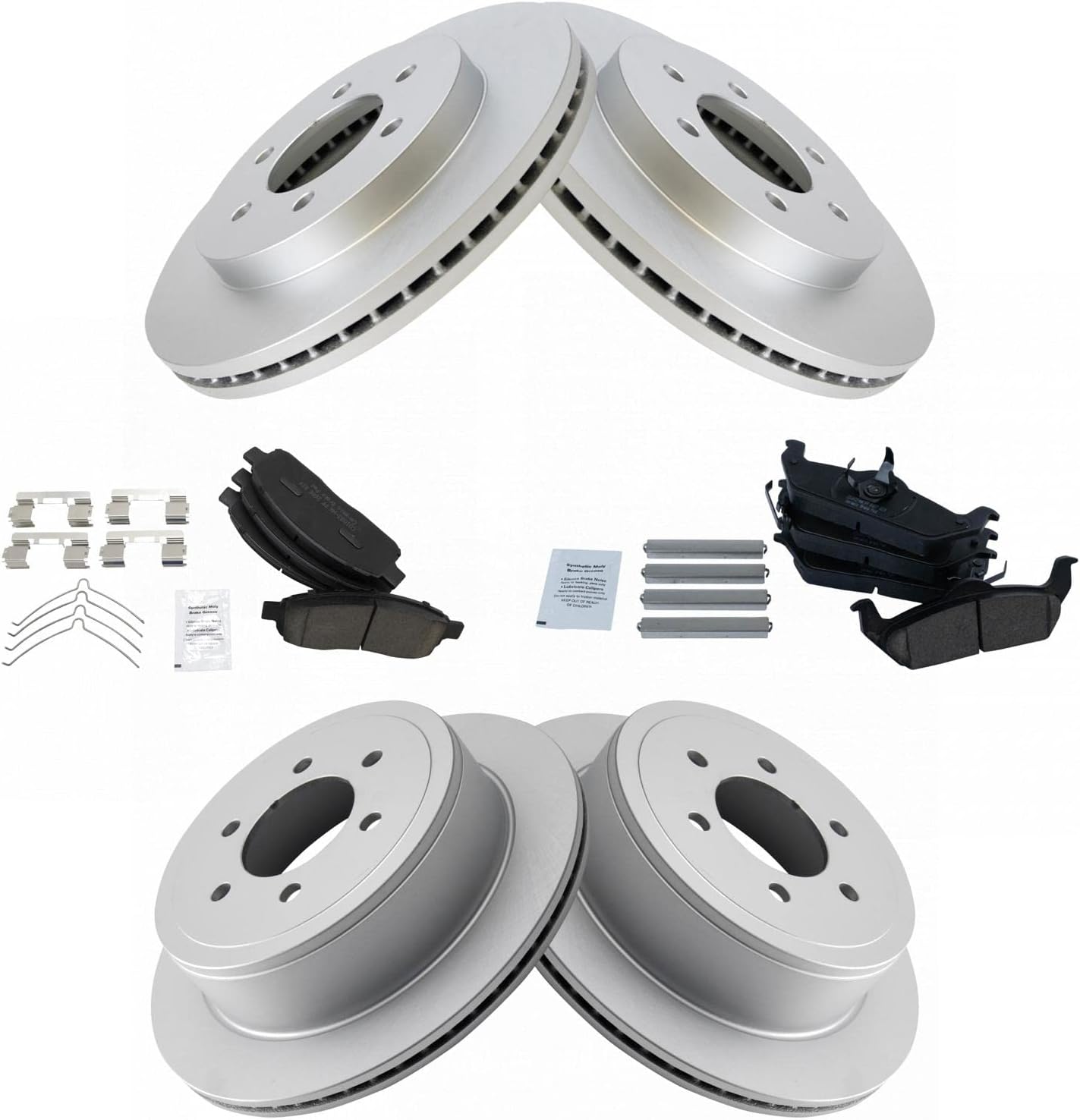 TRQ Front and Rear Brake Pad & Rotor Kit for Ford F-150