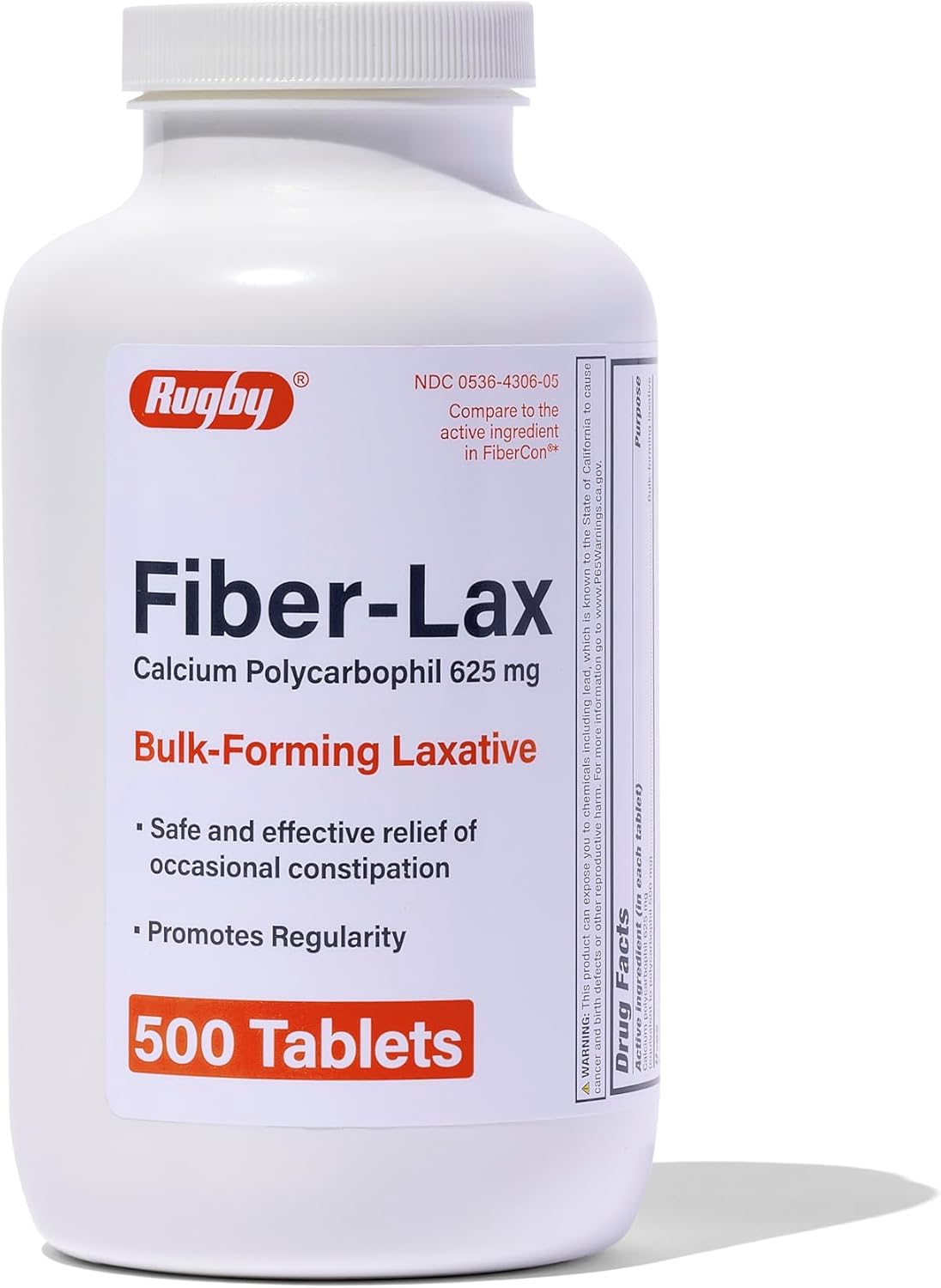Rugby Fiber-Lax Tablets 625 Mg for Occasional Constipation Relief