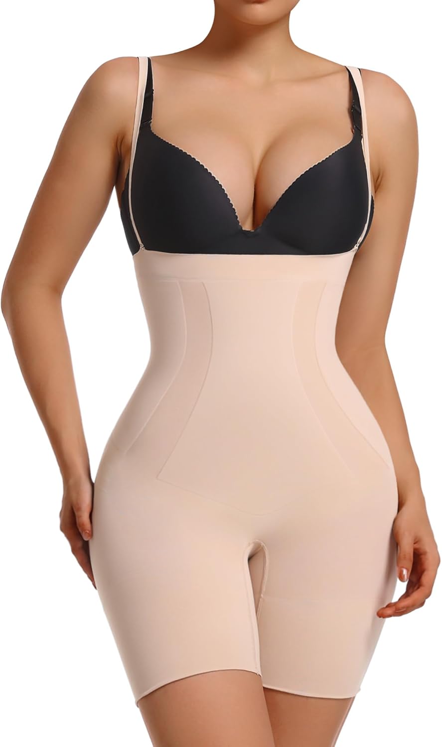 SHAPERX Tummy Control Open Bust Thigh Slimmer Body Shaper